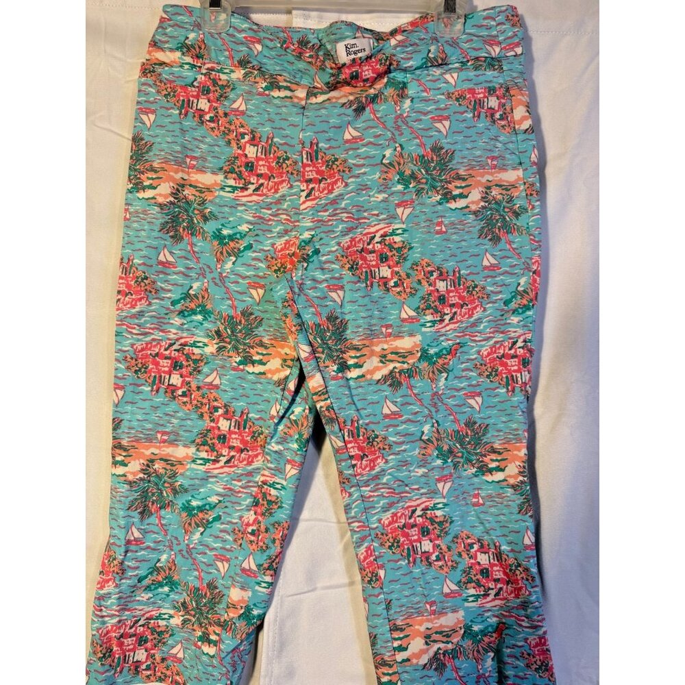 Kim Rogers Capri Pants Womens 16 XL Quirky Fun Coastal Grandma Hippie